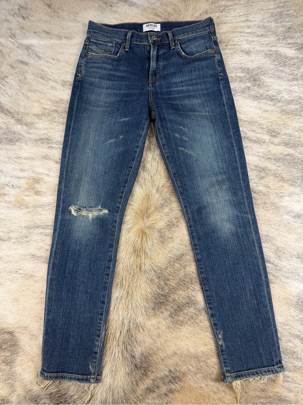 AGOLDE Los Angeles Premium Distressed Raw Hem Skinny Jeans Women’s 26